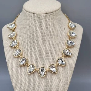WHBM Weißes Haus Schwarzmarkt Halskette goldfarben Strass Statement 16"-20" - Bild 1 von 12