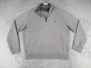 Polo Ralph Lauren Sweater Adult Medium Gray 1/4 Zip Jersey Cotton Blend - Picture 1 of 15