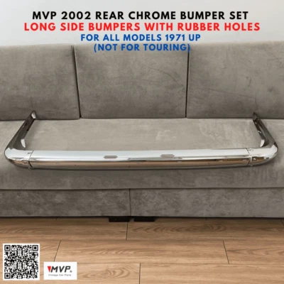 MVP BMW 2002 Rear Chrome Bumper, Long Bumpers for 71' up, W/ 2PC Euro Tag Lamps - Image 1 of 4
