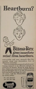 Bisma Rex 1940 Alivio de la acidez estomacal antiácido para estómago agrio Rexall anuncio impreso de colección - Imagen 1 de 1