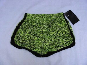 NWT Girls Sz 6 NIKE Tempo Running Shorts Fine Mesh Lined Poly Volt Yell/Blk Mix - Foto 1 di 2