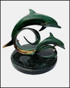 Scott Hanson Harmony Bronzeskulptur signiert Sealife Tier Delfine Kunstwerk - Bild 1 von 4