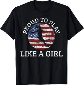 Soccer Player Girl USA American Flag 4th of July Gift Unisex T-Shirt - Picture 1 of 4