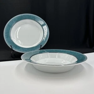 "Juego de (2) cuencos de sopa con borde de 8 3/4"" verde Dansk Gridworks Portugal •PRÍSTINO•" - Imagen 1 de 16