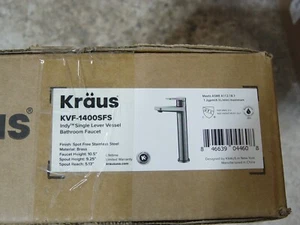 KRAUS KVF-1400SF INDY BRUSHED NICKEL Single Hole Bathroom Faucet-WITH DRAIN-NEW - Picture 1 of 1