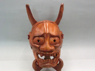 Máscara de madera japonesa vintage "般若" HANNYA TENGU máscara Kagura máscara ONI Foto 1 de 4