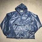 Vintage Izod Lacoste Jacket Mens Medium Anorak Rain Windbreaker Blue 1/2 Zip