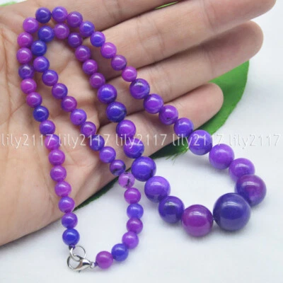 Belleza 6-14MM Púrpura África Sugilite Piedras Preciosas Redondas Cuentas Joyería Collar 18" Foto 1 de 4