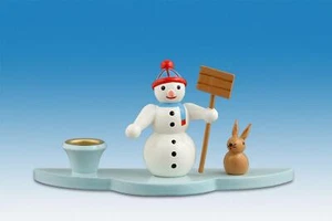 Kerzenhalter Schneemann mit Hase Höhe ca. 6cm NEU Kerzenständer Kerzenleuchter - Picture 1 of 1