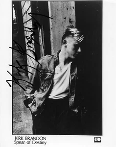 Fab 10" x 8" HAND SIGNED B&W photo PROMO (COA) KIrk Brandon - Spear of Destiny - Picture 1 of 1