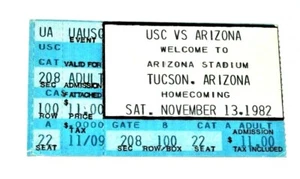 USC vs Arizona Nov. 13 1982 AZ Homecoming Ticket Stub VF-NM  - Picture 1 of 1