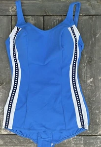 Vintage Brettles 1950’s Blue Low Back Swimsuit Size L Made In England - Picture 1 of 8