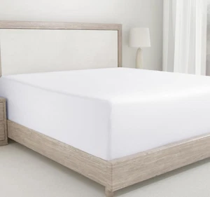 Cal King Fitted Sheet White, 100% Cotton 400 Thread Count Sateen, Deep Pocket, D - Picture 1 of 12