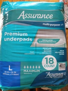 Assurance Unisex Premium Quilted Underpad, Maximum Absorbency, L (18 Count) - Picture 1 of 3