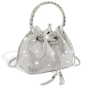 Fashion Chain Full Diamond Shoulder Crossbody Rhinestone Bag Wedding Banquet Bag - Picture 1 of 26