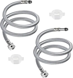 Flexible Tap Tails Hose 2 Pcs - M10 x1/2 600mm Braided Stainless Steel - Picture 1 of 7