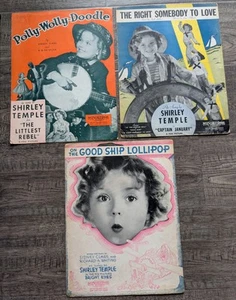 3 Vintage Sheet Music Books of SHIRLEY TEMPLE Songs: Polly Wolly Doodle & More - Picture 1 of 9