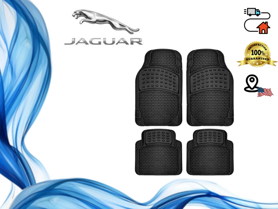 For all Jaguar Floor Mats Passenger Side 4 Pieces Quick Dry Rubber Material Blac - Image 1 of 4