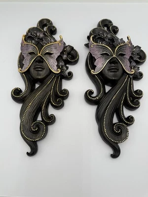 Dama con Máscara de Mariposa Conjunto de Decoración Colgante de Pared Lote de 2 B107 Foto 1 de 4