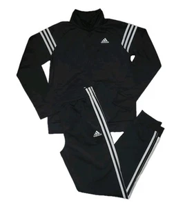 Adidas Essentials Youth Large Black/White 3-Stripe Track Jacket & Pants Outfit - Picture 1 of 10
