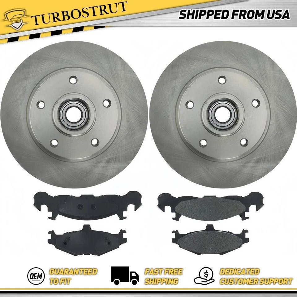 Front OE Brake Rotors Brake Pad Kit for 1989 Dodge Spirit 2.5L Lifetime Warranty - Image 1 of 1