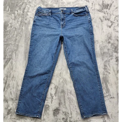 Pantalones de mezclilla Lands End para mujer 22W azul tiro alto pierna recta elásticos informales Foto 1 de 4