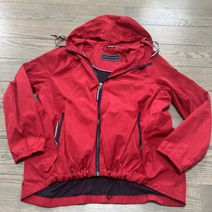 VTG Tommy Hilfiger windbreaker zip up hooded jacket red size medium pre-owned - Picture 1 of 12