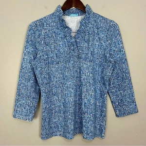 J. McLaughlin Catalina Stricktop Damen Gr. L Rüschenkragen Stretch cool bequem - Bild 1 von 6