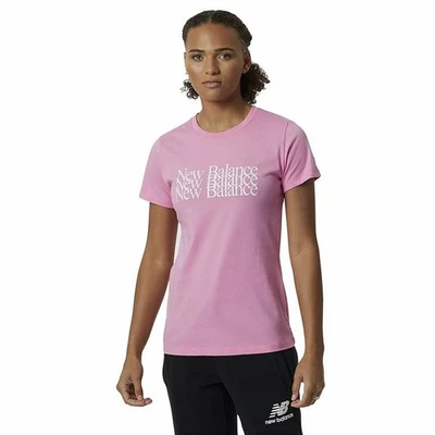 Camiseta de Manga Corta Mujer New Balance Essentials Celebrate Rosa - Imagen 1 de 4