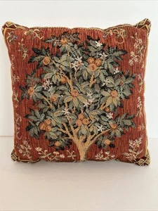 Almohada Tapiz Goblys Francia Naranja Salvia Verde Árbol 8.5" Hecho en Francia - Imagen 1 de 7
