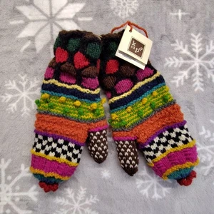Handmade Colorful Mittens Women's Alpaca Wool Blend Warm Winter Gloves - Picture 1 of 6