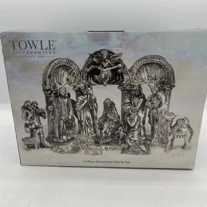 New Vintage Towle Christmas Nativity Set 14 Piece Silversmiths Silver plated - Picture 1 of 10