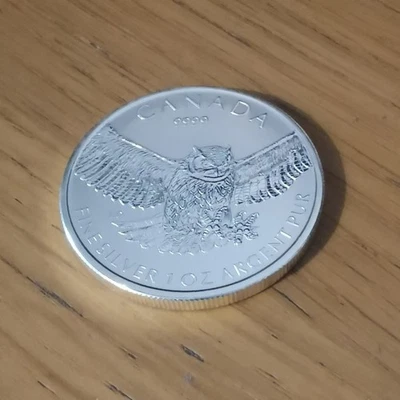 2015 Great Horned Owl $5 Royal Canadian Mint 0.999 Silver 1 Oz Art Round Coin - Image 1 of 4