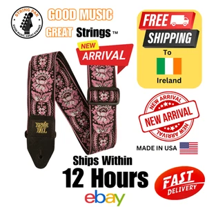 Ernie Ball Classic Jacquard Guitar Strap/Bass Strap - Pink Orleans+2 Strap Locks - Picture 1 of 11