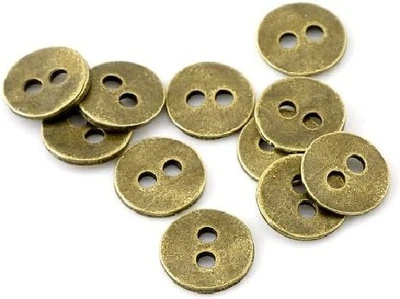 100PC Antiqued Bronze Round 2 Hole Scrapbooking Sewing Buttons 11mm - Image 1 of 2