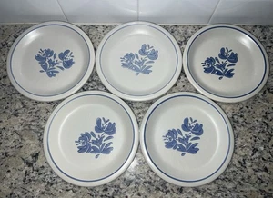 Pfaltzgraff Yorktowne 6.75” Salad Plates White & Blue Floral USA - Set of 5 - Picture 1 of 8