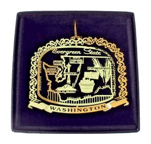 Washington State Landmarks Ornament Brass, Personalize w Year Charm 2018 to 2026 - Picture 1 of 8