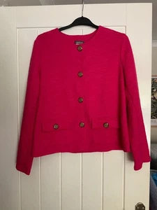 Kim & Co. Textured Deep pink Boucle Long Sleeve Jacket Size medium (approx 39”) - Picture 1 of 5