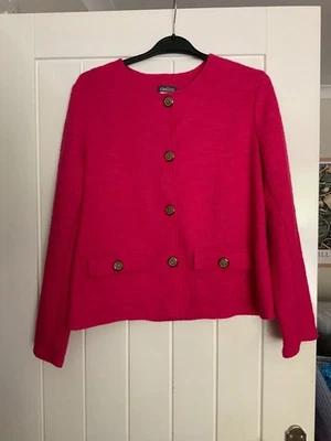 Kim & Co. Chaqueta de Manga Larga Rosa Profundo Texturizada Boucle Talla Mediana (aprox 39”) Foto 1 de 4