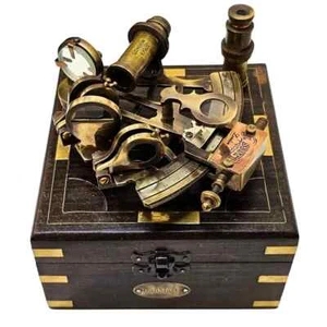 J Scott London Brass Sextant with Wooden Box Vintage Nautical Ship History Gift - Picture 1 of 6