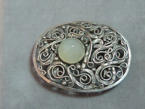 Ciondolo O Spilla In Argento Con Motivo Paisley E Pietra Luna Ce 71 - Foto 1 di 6