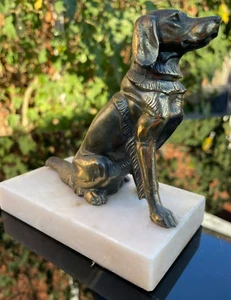 A Vintage Dog on Marble base Bookend Setter dog figurine French - Picture 1 of 6