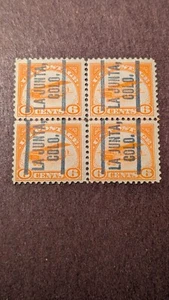 U.S. Airmail Stamp #C1 used block of four canceled in La Junta, Colorado - Picture 1 of 2