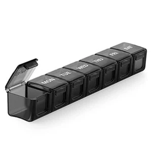Extra Large Weekly Pill Organizer, 7 Day Daily Pill Box Case Arthritis Black - Picture 1 of 7
