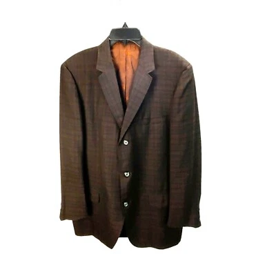 Abercrombie & Fitch Mens Plaid Wool Blazer Jacket 3-Button Fully Lined Brown Che - Image 1 of 4