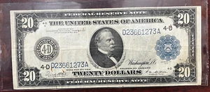 $20 1914 Large Size Federal Reserve Note Blue Seal Cleveland - Picture 1 of 6