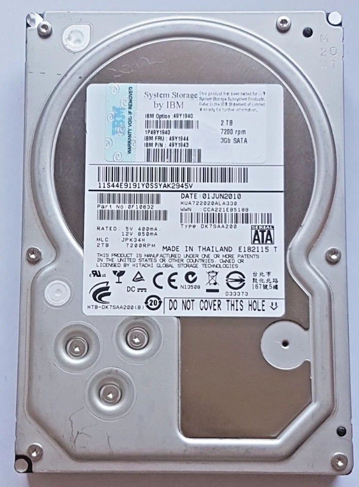 2 TB SATA IBM System Storage 49Y1940 7200RPM Dual Port Hs HDD 3.5 " Hard Drive - Image 1 of 1