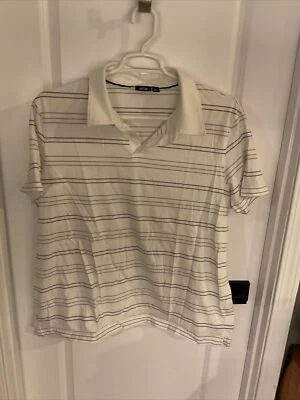 Apt. 9 - Short Sleeve Polo Shirt - White W/ Purple & Gray Stripes - Men’s Sz 2XL - Image 1 of 4