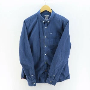 Superdry Shirt Mens Adult Size Large Blue Long Sleeve Button-Down Casual - Picture 1 of 9