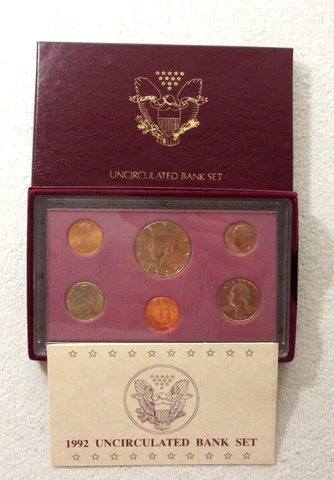 1992 D UNCIRCULATED BANK SET ~ US MINT ~ 5 COINS ~ BOX & COA EXCELLENT CONDITION Cover